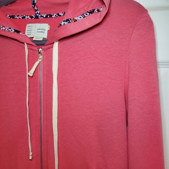ANTHROPOLOGIE label SATURDAY SUNDAY coral hoodie Sz M - Picture 3 of 16